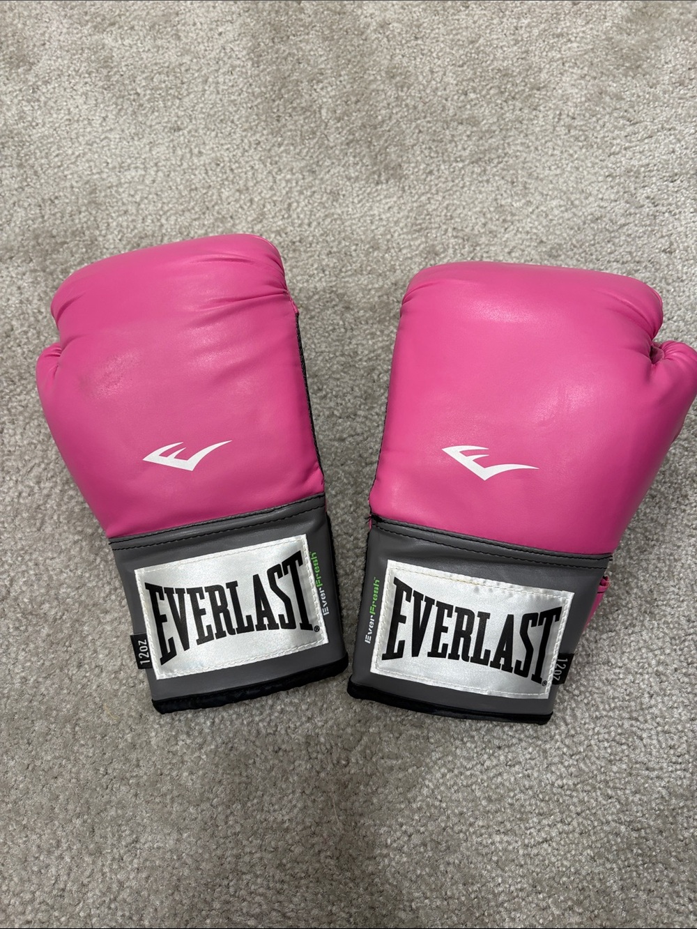 Everlast Hot Pink Training Boxing Gloves with Gray Cuffs